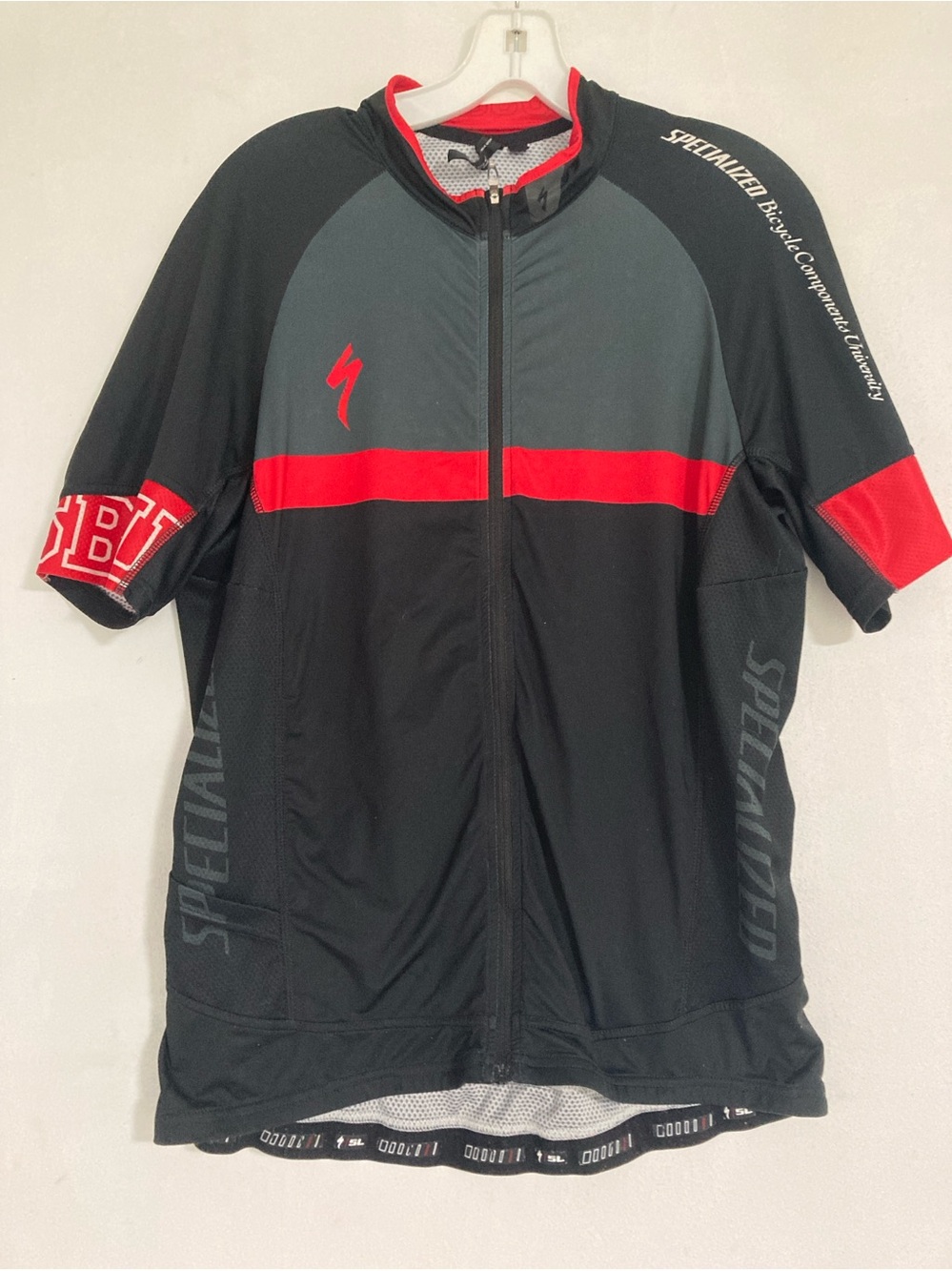 SBCU Specialized SL Pro Cycling Shirt Women's XL Black Red Zip Up Biker Racer